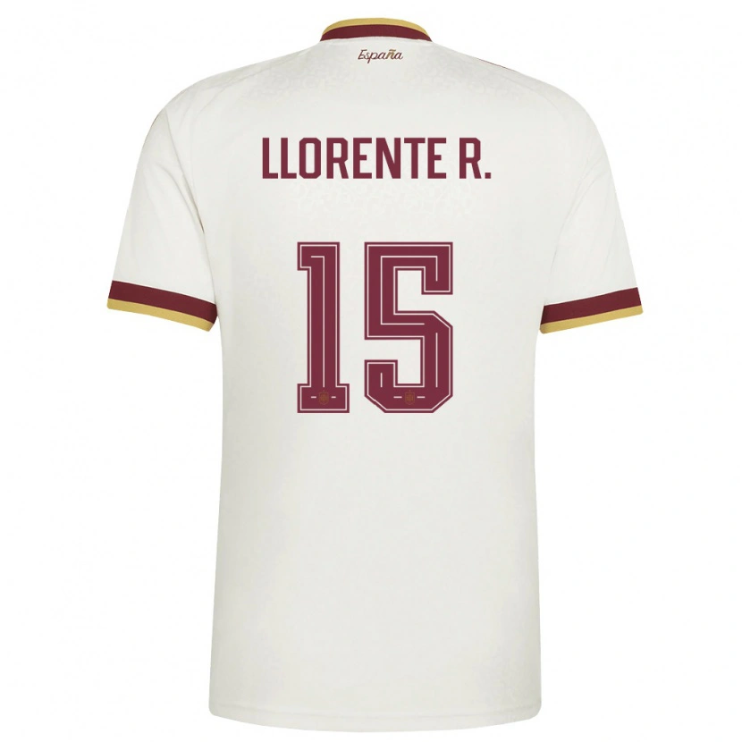 Danxen Kvinnor Spanien Diego Llorente #15 Off-White Burgund Bortatröja Matchtröjor 26-28 Tröjor T-Tröja