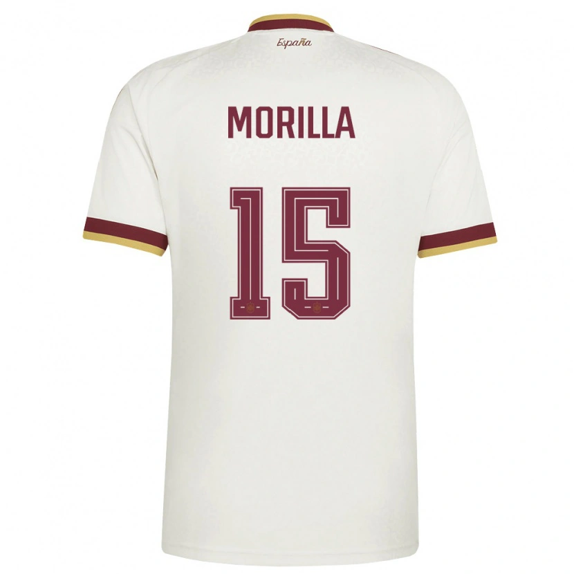 Danxen Kvinnor Spanien Jairo Morilla #15 Off-White Burgund Bortatröja Matchtröjor 26-28 Tröjor T-Tröja