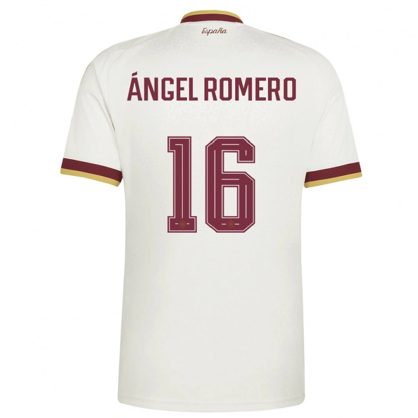 Danxen Kvinnor Spanien Miguel Romero #16 Off-White Burgund Bortatröja Matchtröjor 26-28 Tröjor T-Tröja
