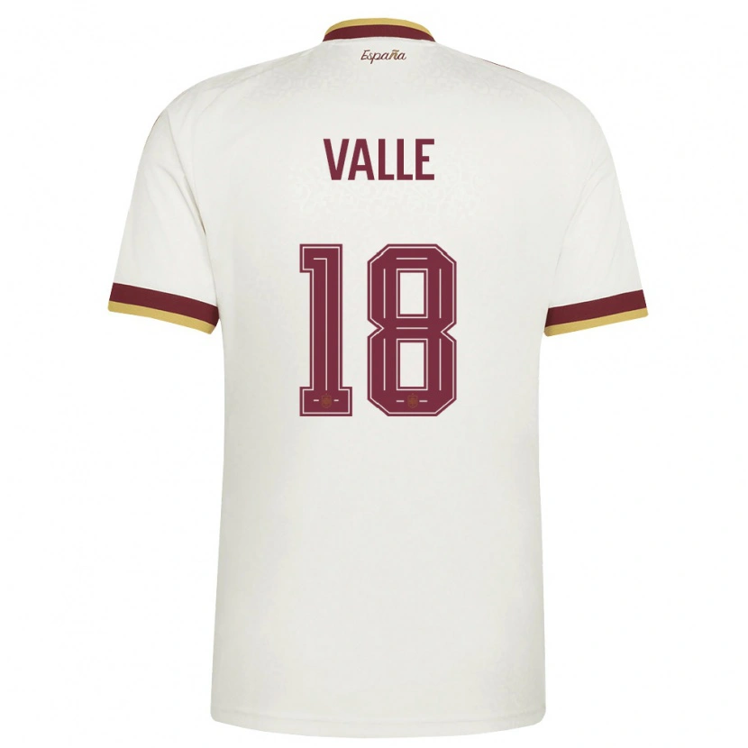 Danxen Kvinnor Spanien Álex Valle #18 Off-White Burgund Bortatröja Matchtröjor 26-28 Tröjor T-Tröja