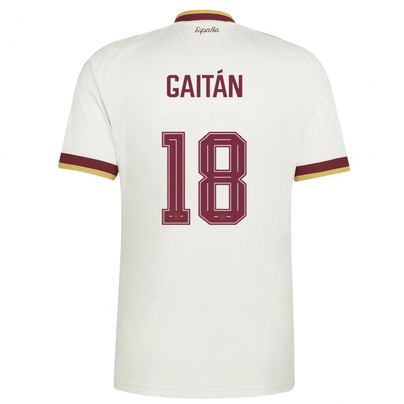 Danxen Kvinnor Spanien Joselillo Gaitán #18 Off-White Burgund Bortatröja Matchtröjor 26-28 Tröjor T-Tröja