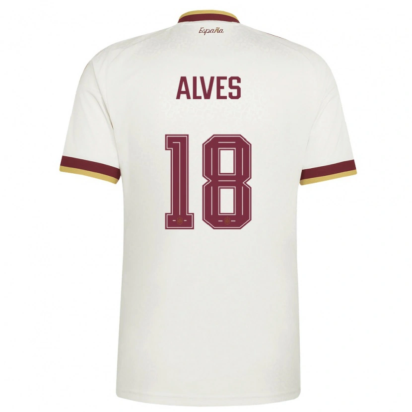 Danxen Kvinnor Spanien Enzo Alves #18 Off-White Burgund Bortatröja Matchtröjor 26-28 Tröjor T-Tröja