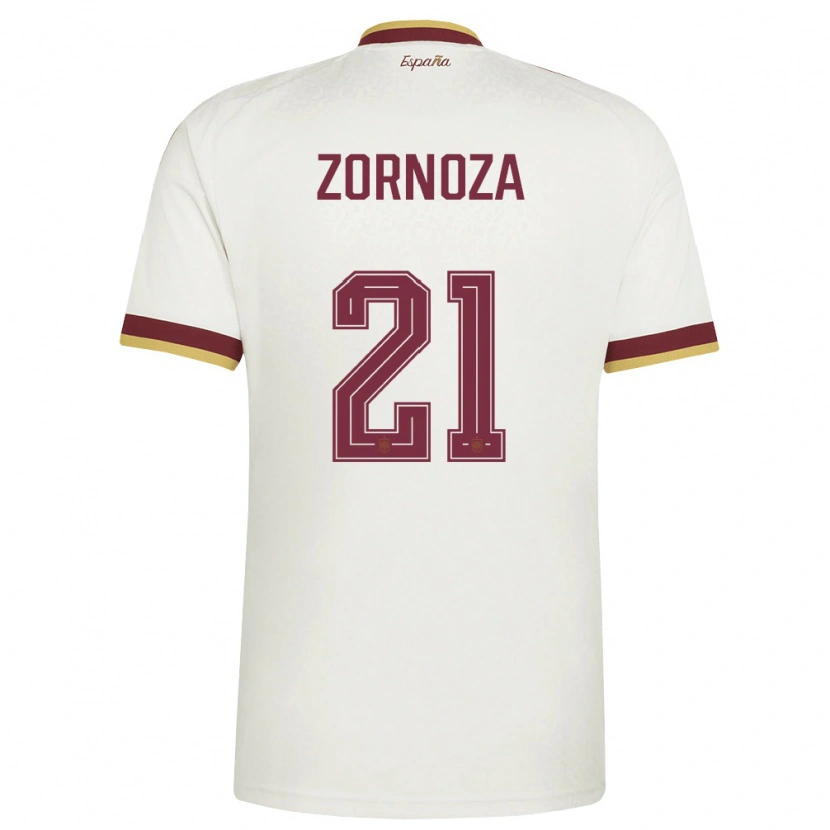 Danxen Kvinnor Spanien Claudia Zornoza #21 Off-White Burgund Bortatröja Matchtröjor 26-28 Tröjor T-Tröja