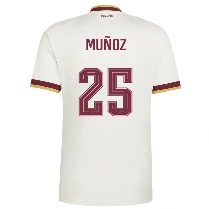 Danxen Kvinnor Spanien Víctor Muñoz #25 Off-White Burgund Bortatröja Matchtröjor 26-28 Tröjor T-Tröja