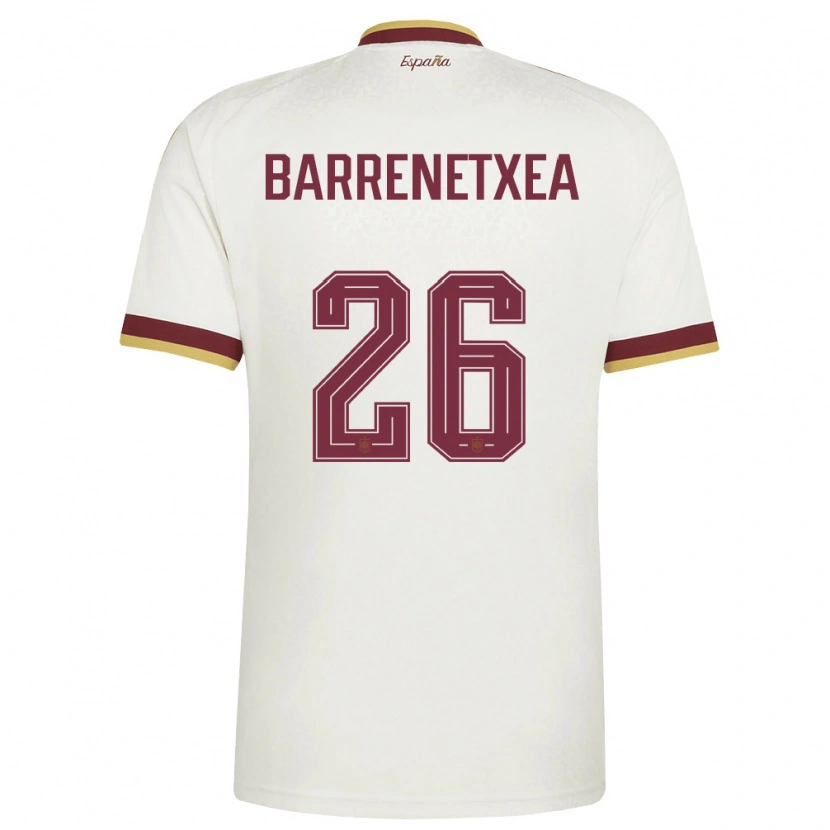 Danxen Kvinnor Spanien Ander Barrenetxea #26 Off-White Burgund Bortatröja Matchtröjor 26-28 Tröjor T-Tröja