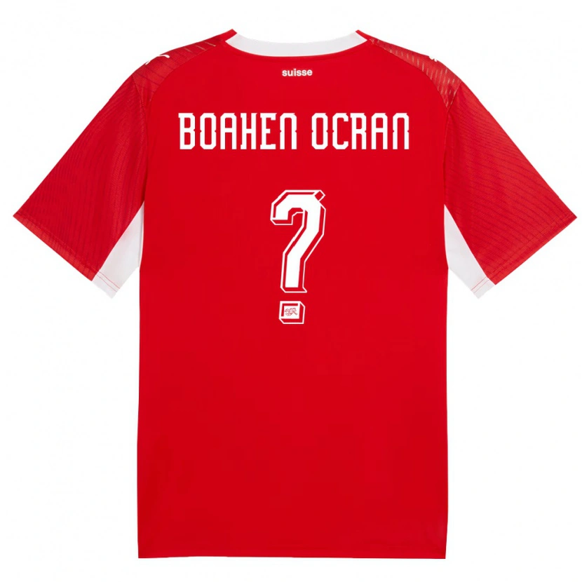 Danxen Barn Schweiz Bright Boahen Ocran #0 Röd Vit Hemmatröja Matchtröjor 26-28 Tröjor T-Tröja