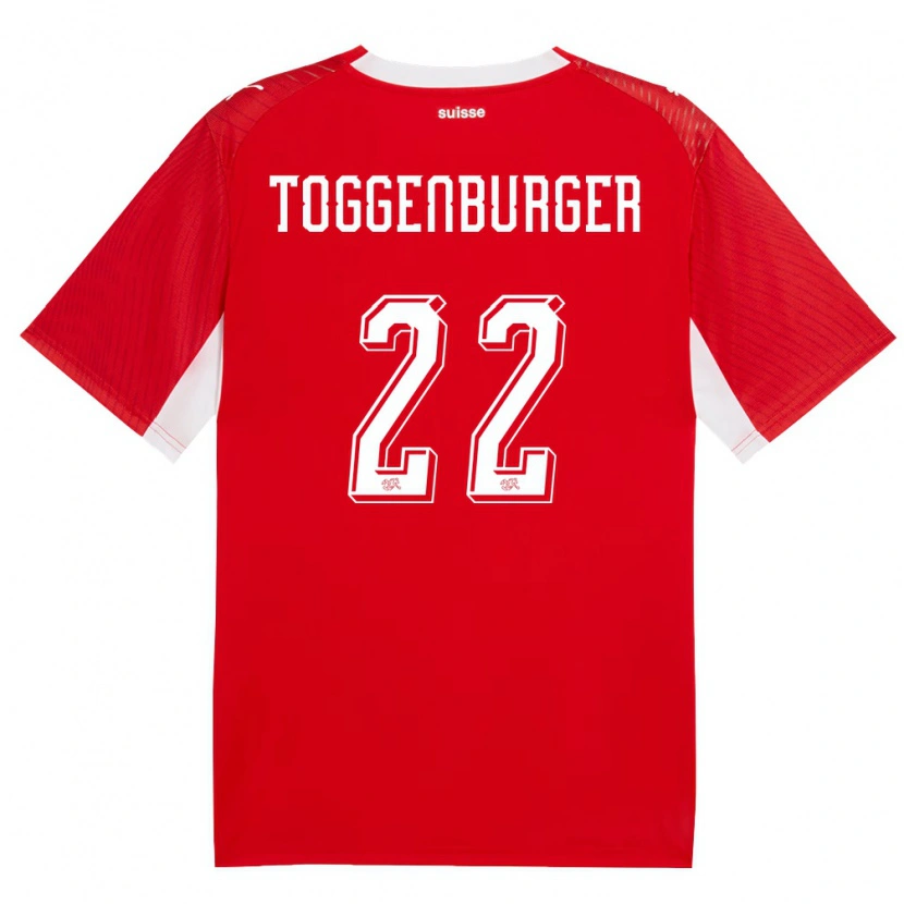Danxen Barn Schweiz Nando Toggenburger #22 Röd Vit Hemmatröja Matchtröjor 26-28 Tröjor T-Tröja