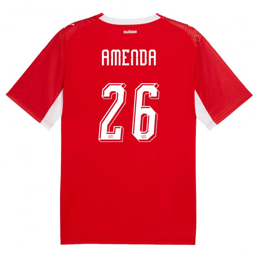 Danxen Barn Schweiz Aurèle Amenda #26 Röd Vit Hemmatröja Matchtröjor 26-28 Tröjor T-Tröja