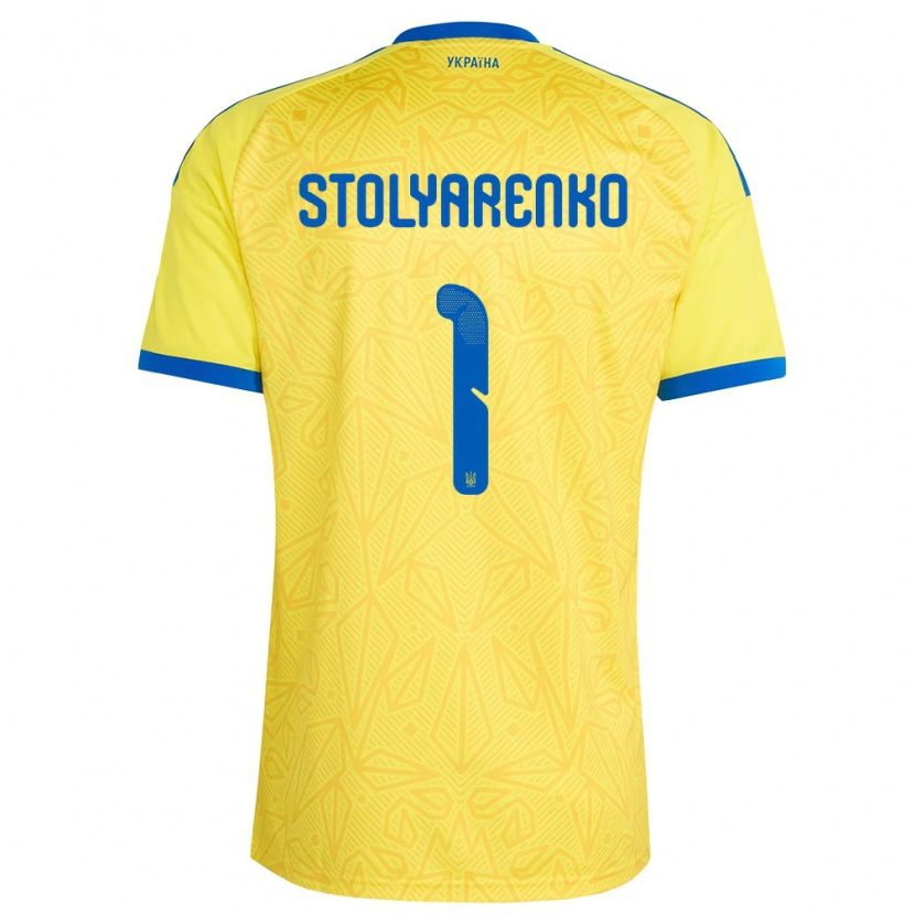 Danxen Barn Ukraina Denys Stolyarenko #1 Gul Blå Hemmatröja Matchtröjor 26-28 Tröjor T-Tröja