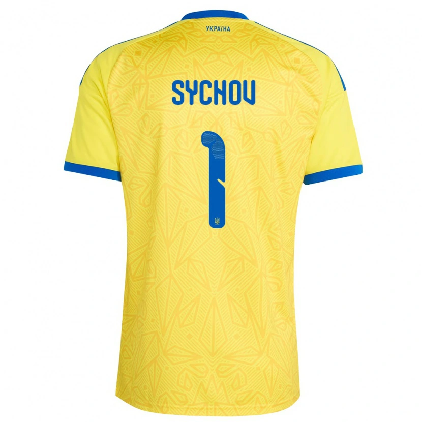 Danxen Barn Ukraina Danylo Sychov #1 Gul Blå Hemmatröja Matchtröjor 26-28 Tröjor T-Tröja