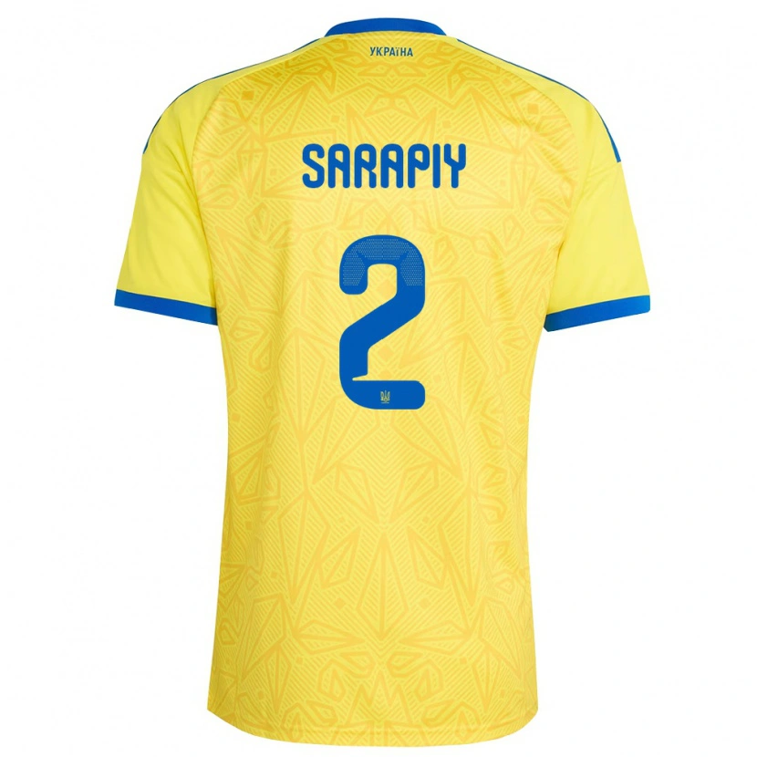 Danxen Barn Ukraina Eduard Sarapiy #2 Gul Blå Hemmatröja Matchtröjor 26-28 Tröjor T-Tröja