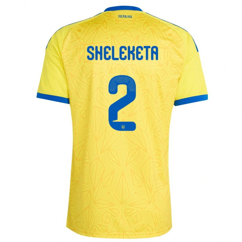 Danxen Barn Ukraina Mykyta Sheleketa #2 Gul Blå Hemmatröja Matchtröjor 26-28 Tröjor T-Tröja