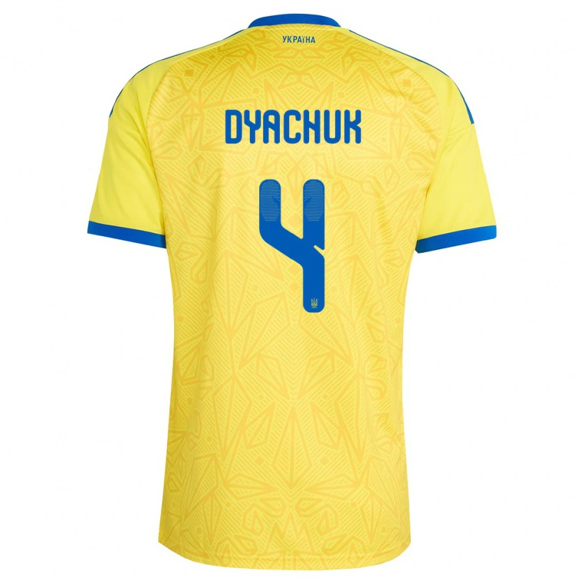 Danxen Barn Ukraina Maksym Dyachuk #4 Gul Blå Hemmatröja Matchtröjor 26-28 Tröjor T-Tröja