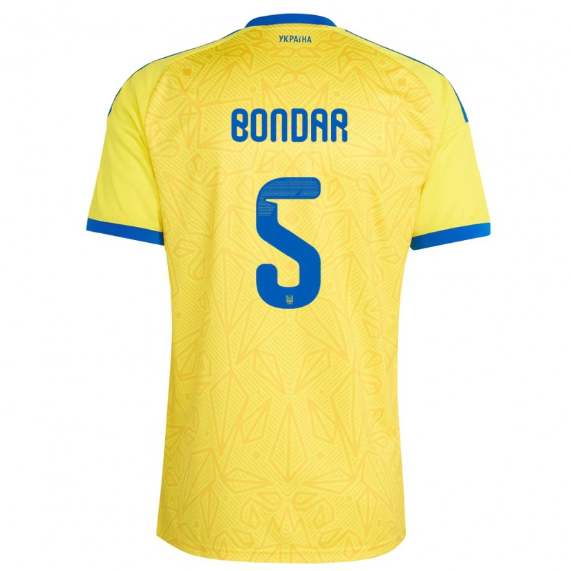 Danxen Barn Ukraina Valeriy Bondar #5 Gul Blå Hemmatröja Matchtröjor 26-28 Tröjor T-Tröja