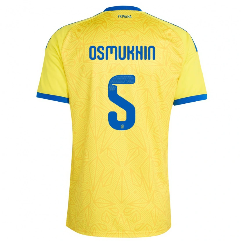 Danxen Barn Ukraina Zakhar Osmukhin #5 Gul Blå Hemmatröja Matchtröjor 26-28 Tröjor T-Tröja