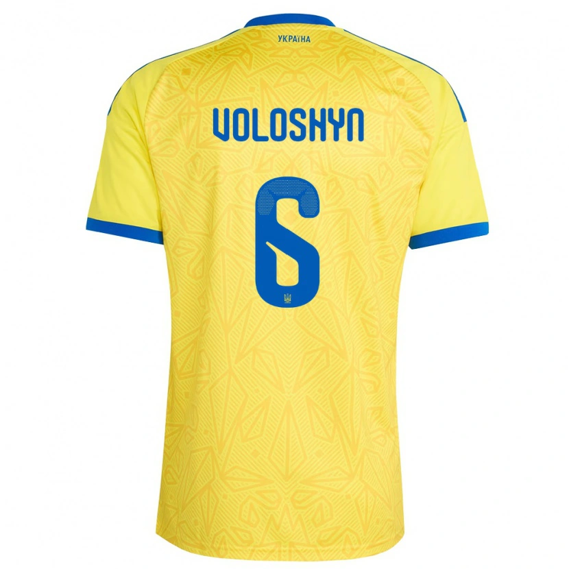 Danxen Barn Ukraina Nazar Voloshyn #6 Gul Blå Hemmatröja Matchtröjor 26-28 Tröjor T-Tröja