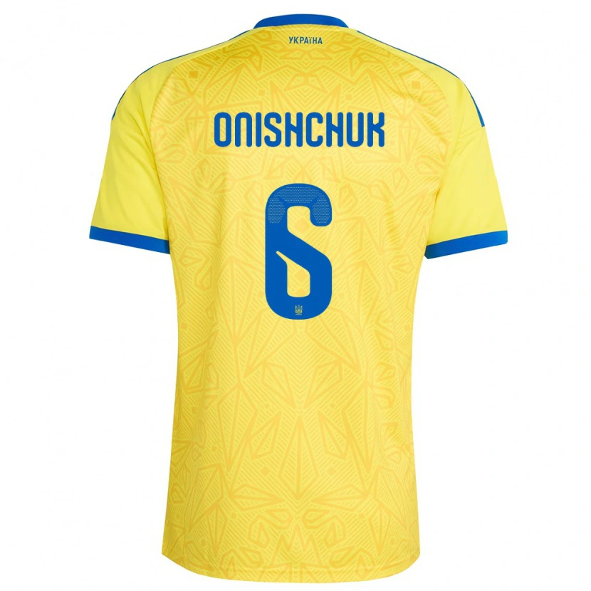 Danxen Barn Ukraina Yegor Onishchuk #6 Gul Blå Hemmatröja Matchtröjor 26-28 Tröjor T-Tröja