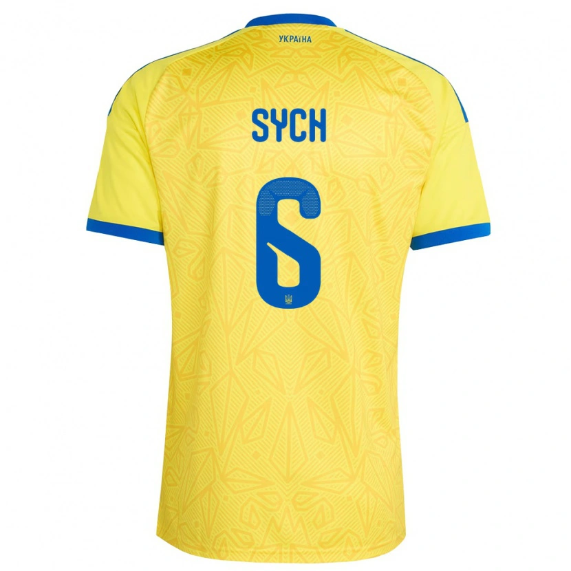 Danxen Barn Ukraina Oleksiy Sych #6 Gul Blå Hemmatröja Matchtröjor 26-28 Tröjor T-Tröja