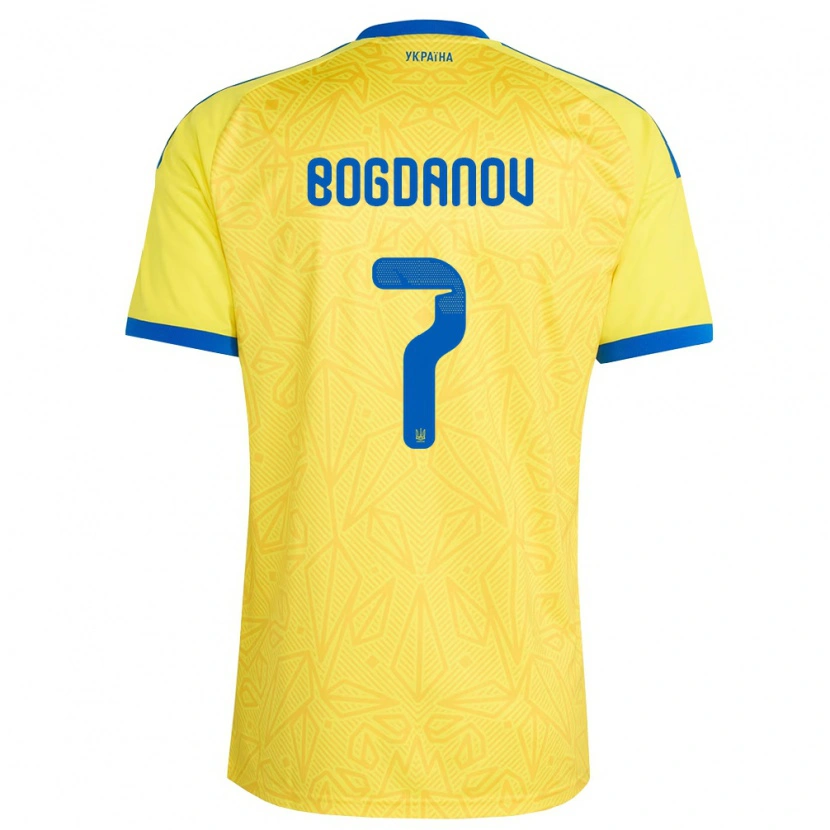 Danxen Barn Ukraina Dmytro Bogdanov #7 Gul Blå Hemmatröja Matchtröjor 26-28 Tröjor T-Tröja