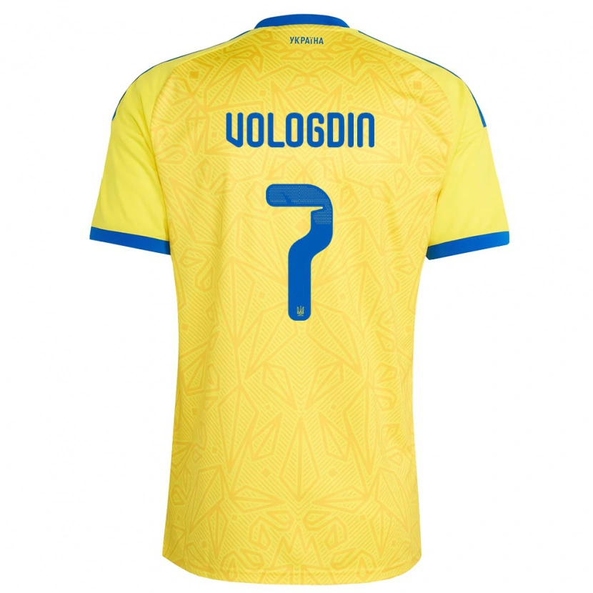Danxen Barn Ukraina Oleksandr Vologdin #7 Gul Blå Hemmatröja Matchtröjor 26-28 Tröjor T-Tröja