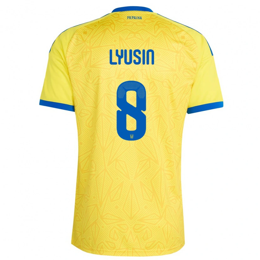 Danxen Barn Ukraina Pavlo Lyusin #8 Gul Blå Hemmatröja Matchtröjor 26-28 Tröjor T-Tröja