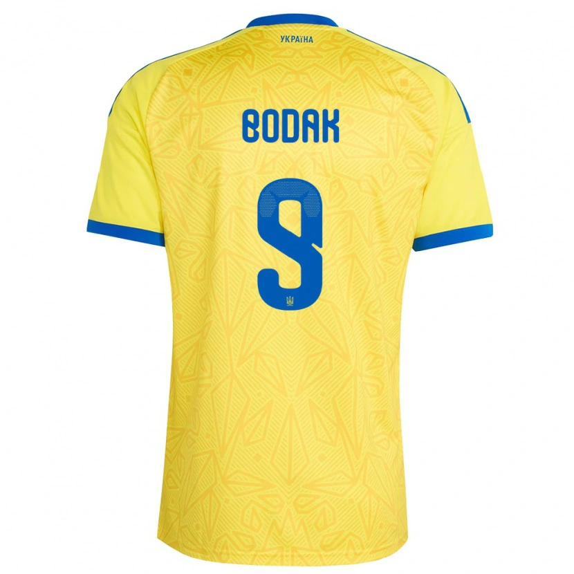 Danxen Barn Ukraina Ilya Bodak #9 Gul Blå Hemmatröja Matchtröjor 26-28 Tröjor T-Tröja