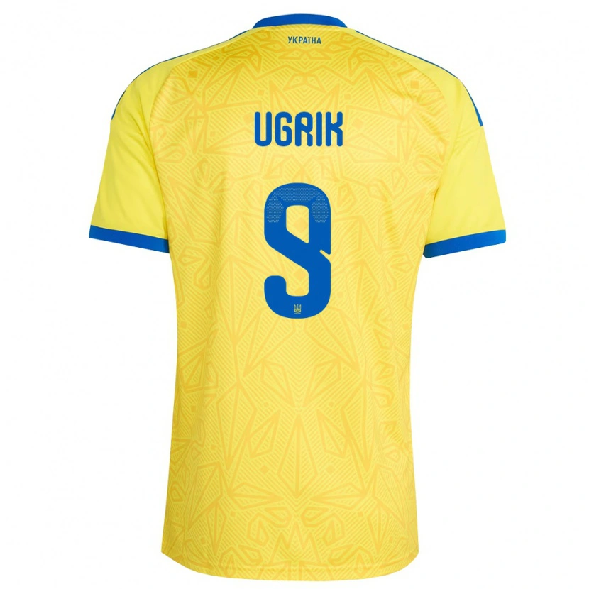 Danxen Barn Ukraina Maksym Ugrik #9 Gul Blå Hemmatröja Matchtröjor 26-28 Tröjor T-Tröja