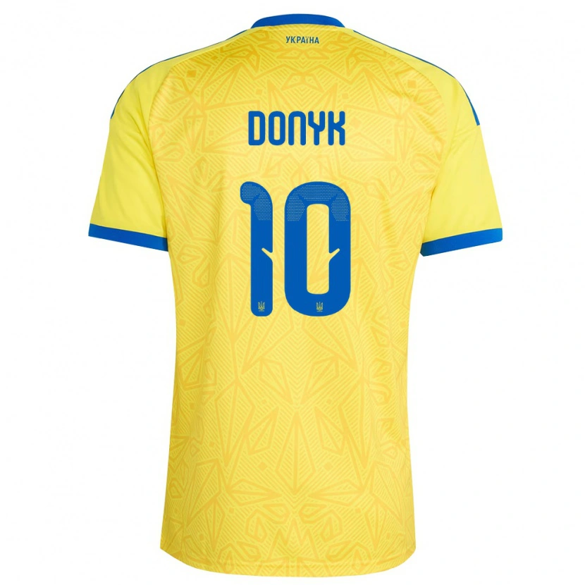 Danxen Barn Ukraina Myroslav Donyk #10 Gul Blå Hemmatröja Matchtröjor 26-28 Tröjor T-Tröja