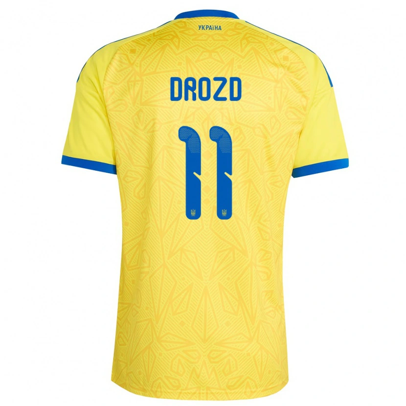 Danxen Barn Ukraina Nikita Drozd #11 Gul Blå Hemmatröja Matchtröjor 26-28 Tröjor T-Tröja
