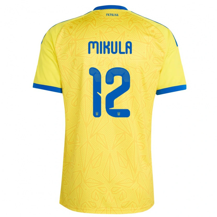 Danxen Barn Ukraina Matviy Mikula #12 Gul Blå Hemmatröja Matchtröjor 26-28 Tröjor T-Tröja