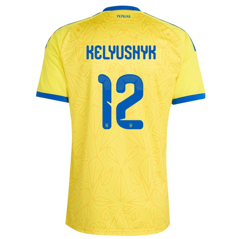 Danxen Barn Ukraina Darya Kelyushyk #12 Gul Blå Hemmatröja Matchtröjor 26-28 Tröjor T-Tröja