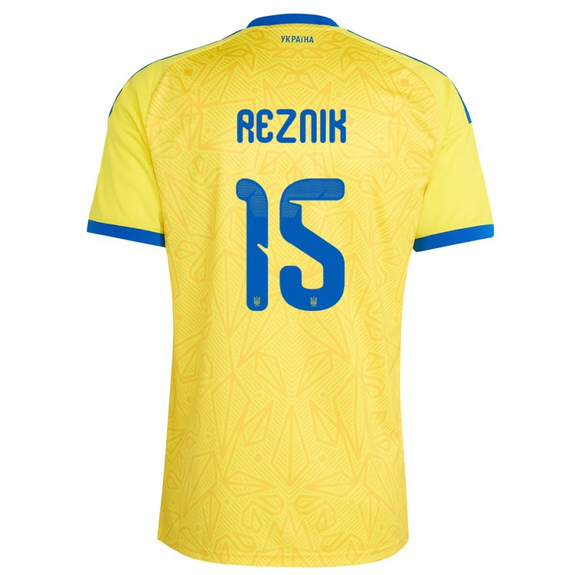 Danxen Barn Ukraina Tymofiy Reznik #15 Gul Blå Hemmatröja Matchtröjor 26-28 Tröjor T-Tröja
