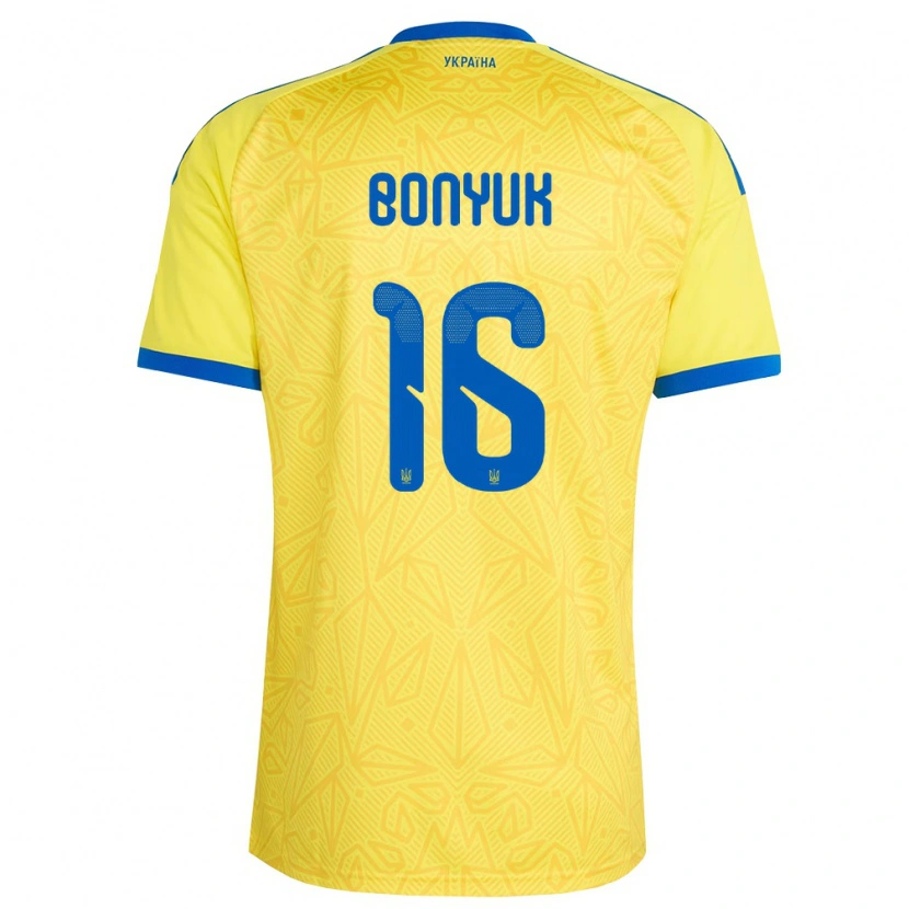 Danxen Barn Ukraina Mykyta Bonyuk #16 Gul Blå Hemmatröja Matchtröjor 26-28 Tröjor T-Tröja