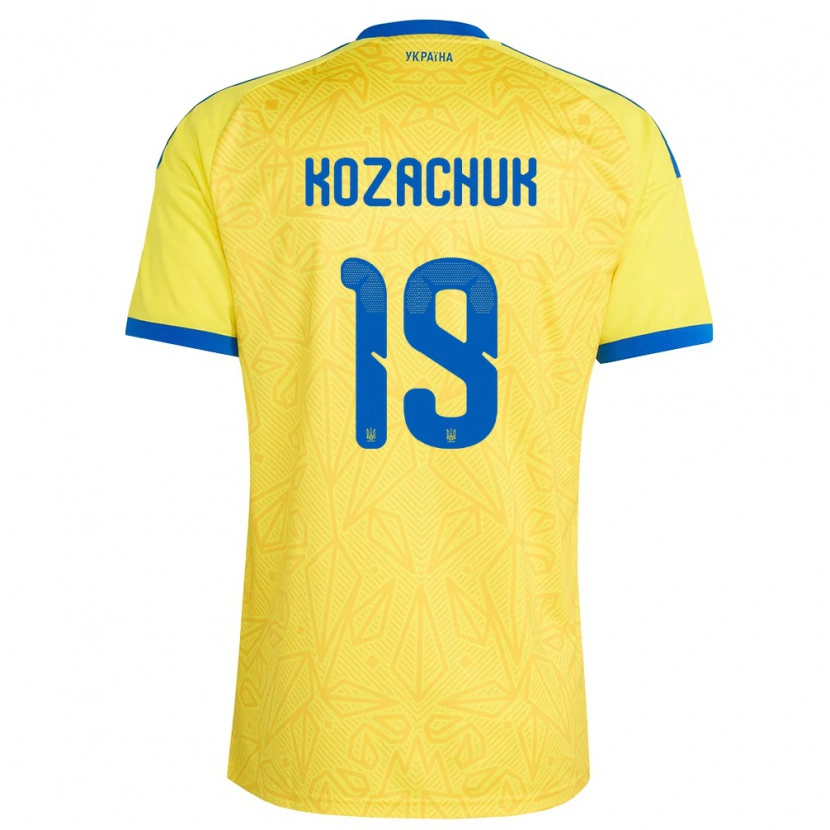 Danxen Barn Ukraina Yevgen Kozachuk #19 Gul Blå Hemmatröja Matchtröjor 26-28 Tröjor T-Tröja