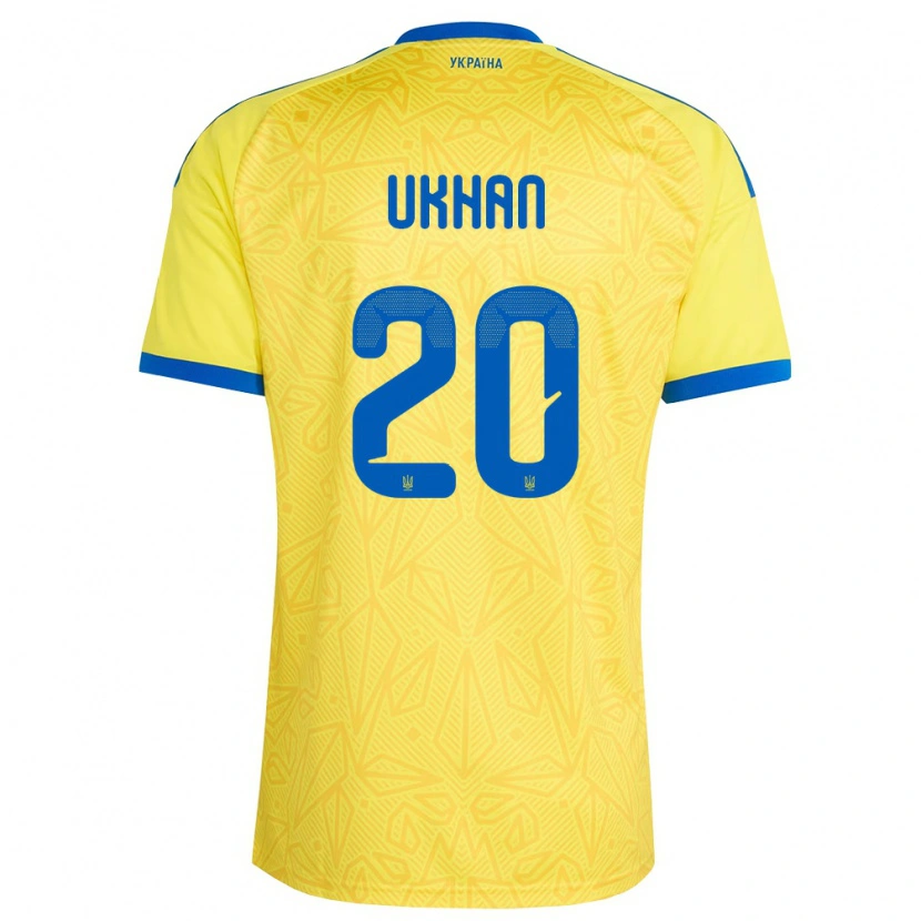 Danxen Barn Ukraina Artur Ukhan #20 Gul Blå Hemmatröja Matchtröjor 26-28 Tröjor T-Tröja
