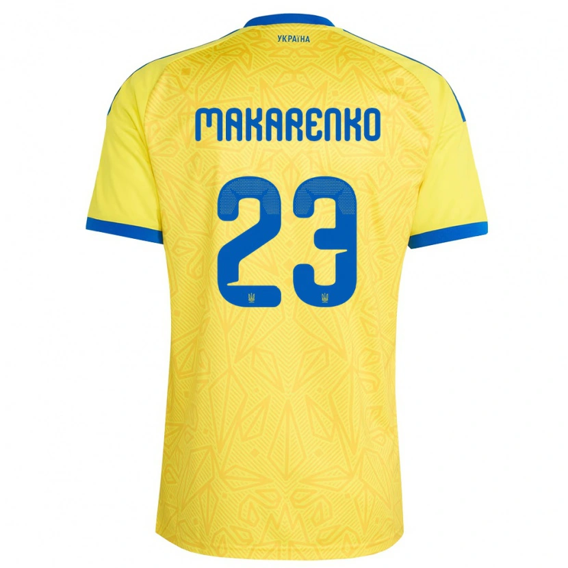 Danxen Barn Ukraina Nazar Makarenko #23 Gul Blå Hemmatröja Matchtröjor 26-28 Tröjor T-Tröja