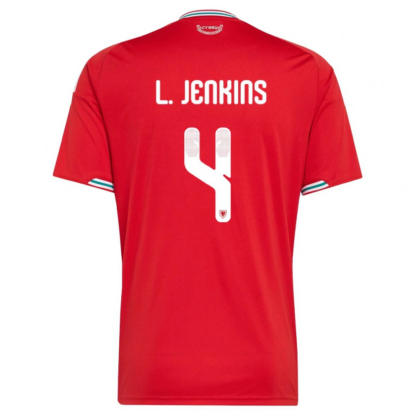 Danxen Barn Wales Lee Jenkins #4 Röd Vit Grön Hemmatröja Matchtröjor 26-28 Tröjor T-Tröja