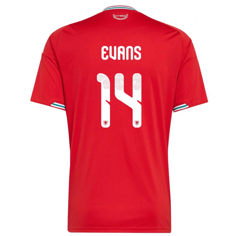 Danxen Barn Wales Louis Evans #14 Röd Vit Grön Hemmatröja Matchtröjor 26-28 Tröjor T-Tröja