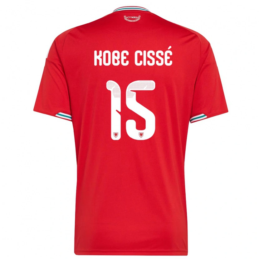 Danxen Barn Wales Prince Kobe Cissé #15 Röd Vit Grön Hemmatröja Matchtröjor 26-28 Tröjor T-Tröja