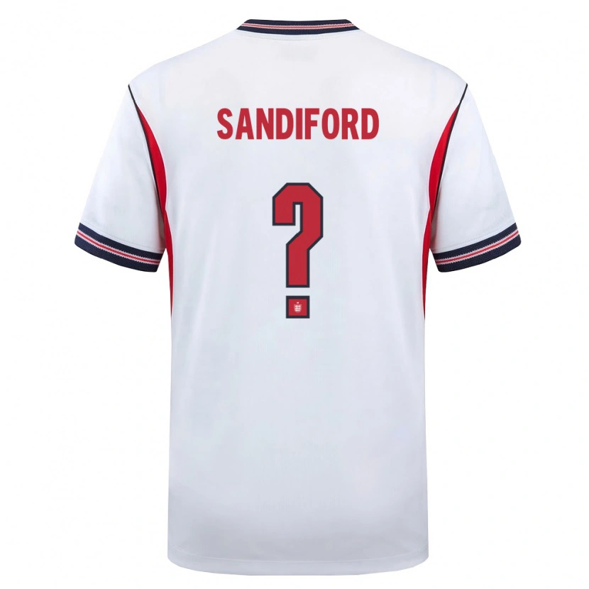 Danxen Barn England Oscar Sandiford #0 Vit Marin Röd Hemmatröja Matchtröjor 26-28 Tröjor T-Tröja