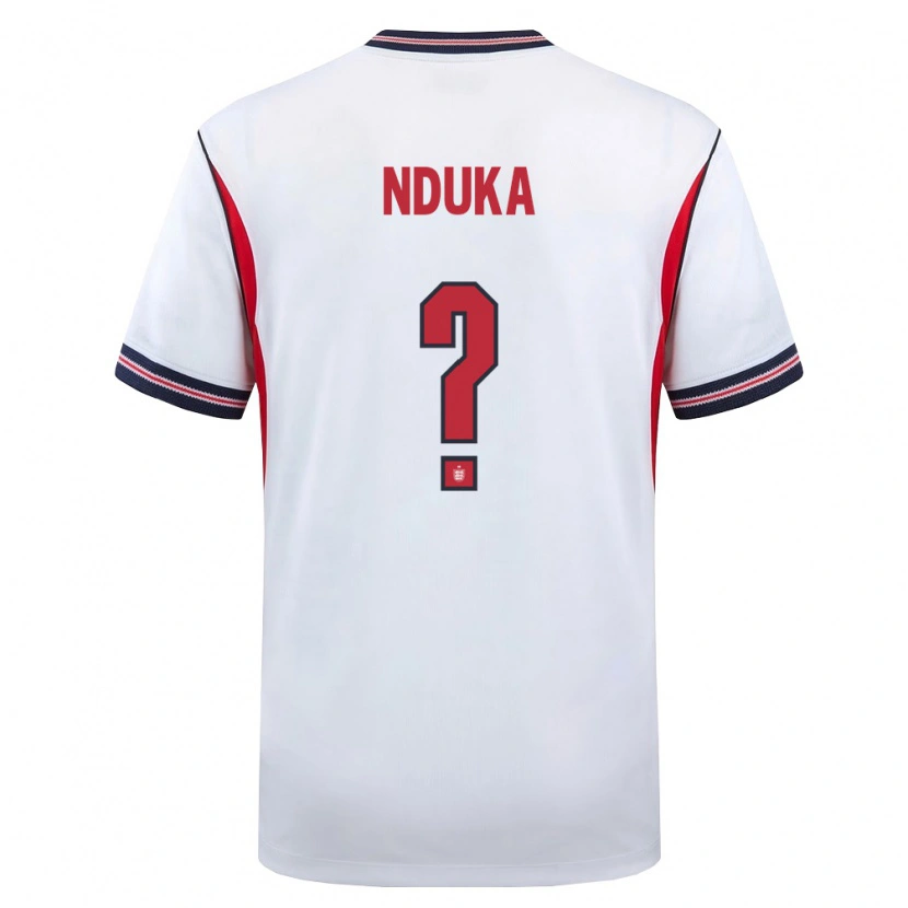 Danxen Barn England Mishel Nduka #0 Vit Marin Röd Hemmatröja Matchtröjor 26-28 Tröjor T-Tröja