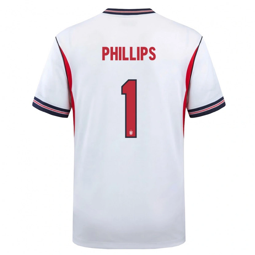Danxen Barn England Charlie Phillips #1 Vit Marin Röd Hemmatröja Matchtröjor 26-28 Tröjor T-Tröja