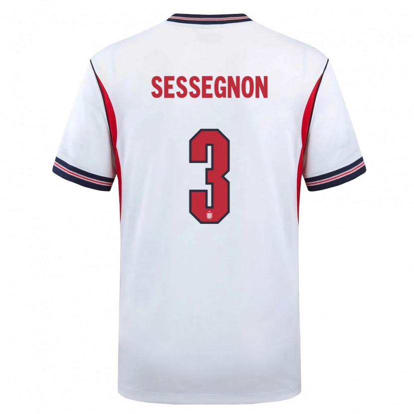 Danxen Barn England Ryan Sessegnon #3 Vit Marin Röd Hemmatröja Matchtröjor 26-28 Tröjor T-Tröja