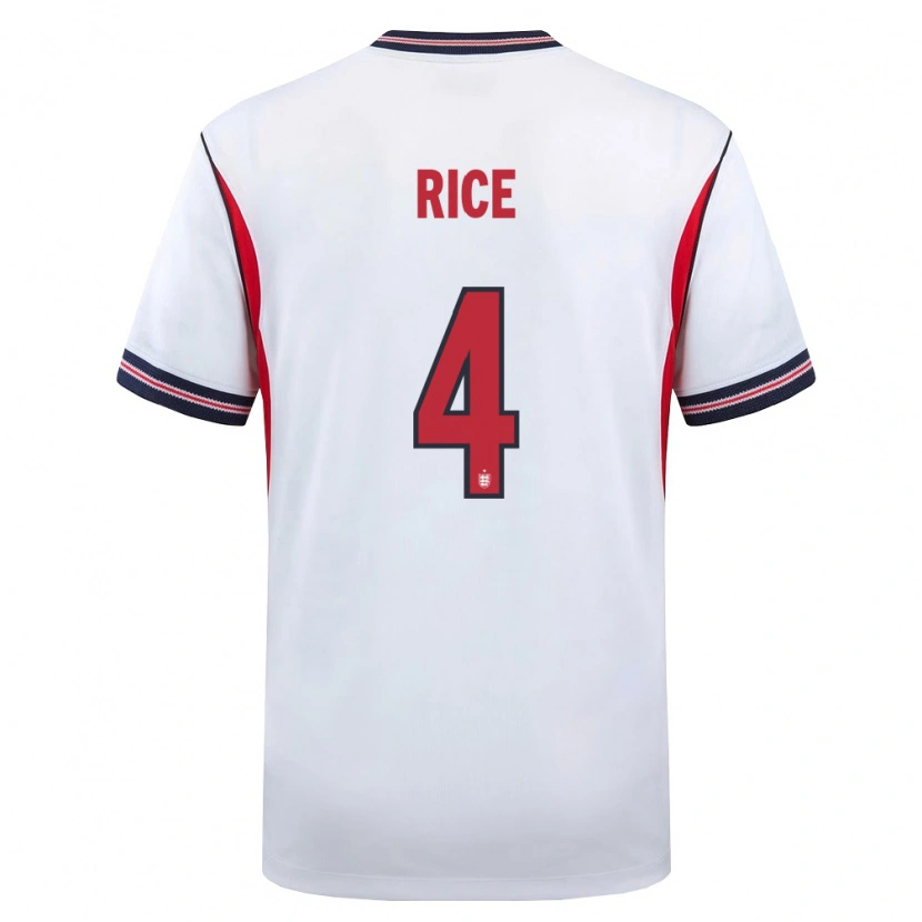 Danxen Barn England Declan Rice #4 Vit Marin Röd Hemmatröja Matchtröjor 26-28 Tröjor T-Tröja