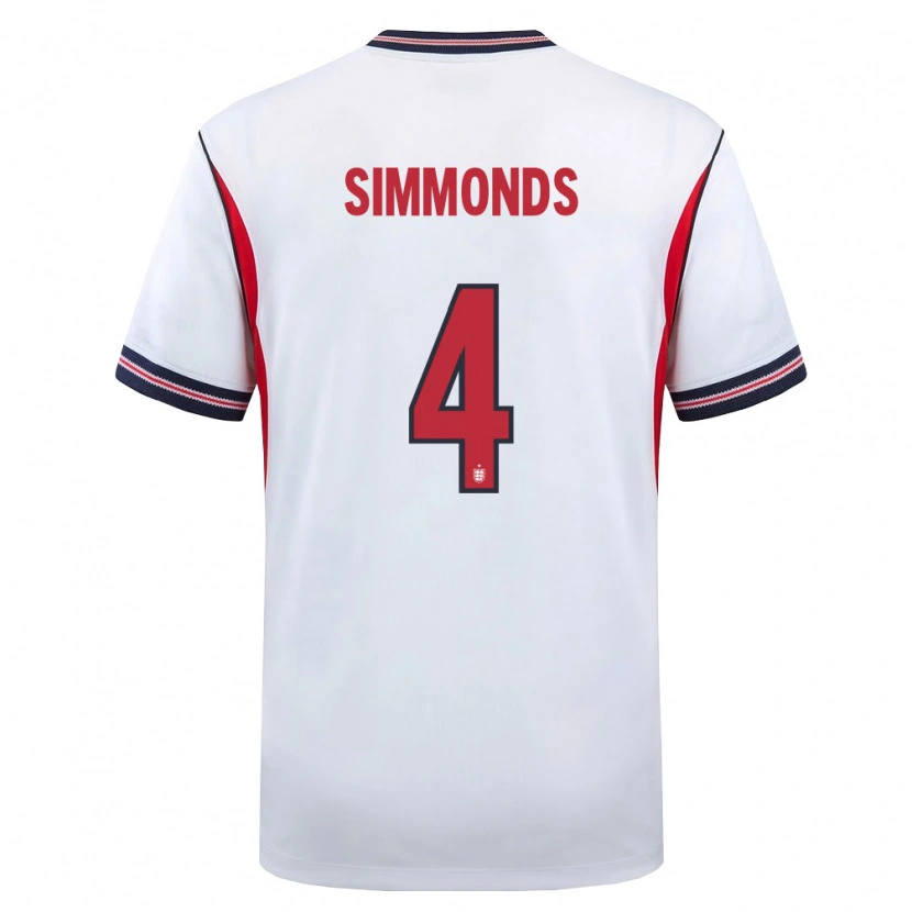Danxen Barn England Freddie Simmonds #4 Vit Marin Röd Hemmatröja Matchtröjor 26-28 Tröjor T-Tröja