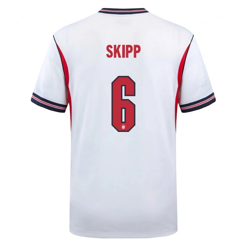 Danxen Barn England Oliver Skipp #6 Vit Marin Röd Hemmatröja Matchtröjor 26-28 Tröjor T-Tröja