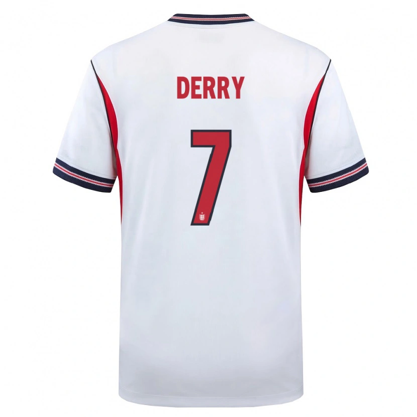 Danxen Barn England Jesse Derry #7 Vit Marin Röd Hemmatröja Matchtröjor 26-28 Tröjor T-Tröja