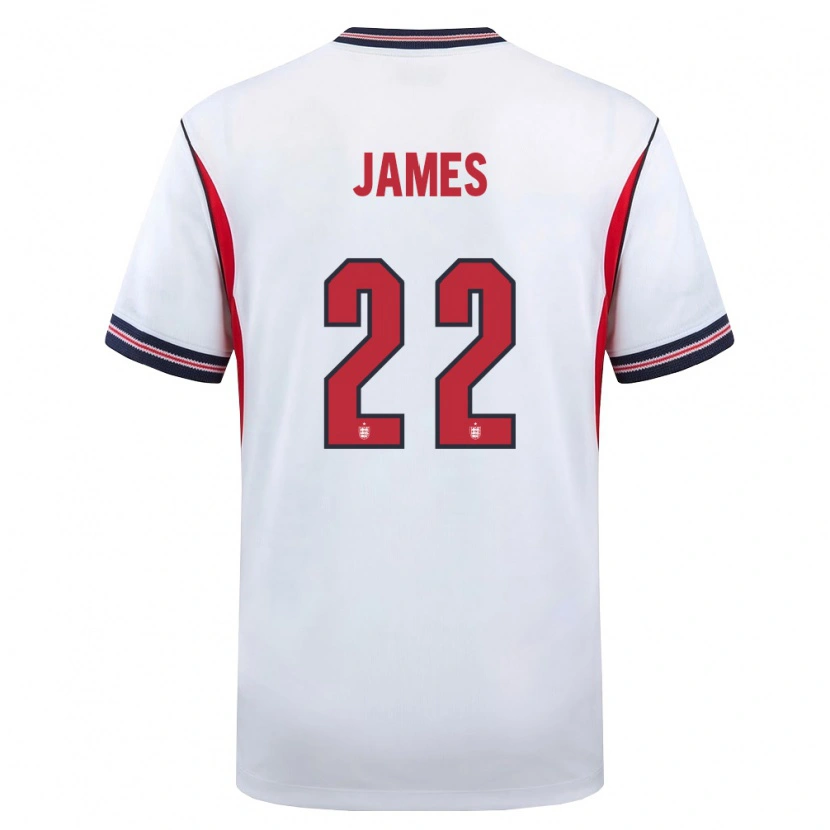 Danxen Barn England Lauren James #22 Vit Marin Röd Hemmatröja Matchtröjor 26-28 Tröjor T-Tröja