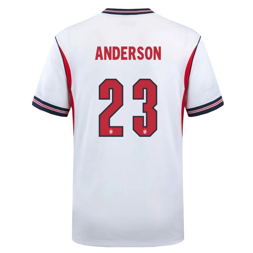 Danxen Barn England Elliot Anderson #23 Vit Marin Röd Hemmatröja Matchtröjor 26-28 Tröjor T-Tröja