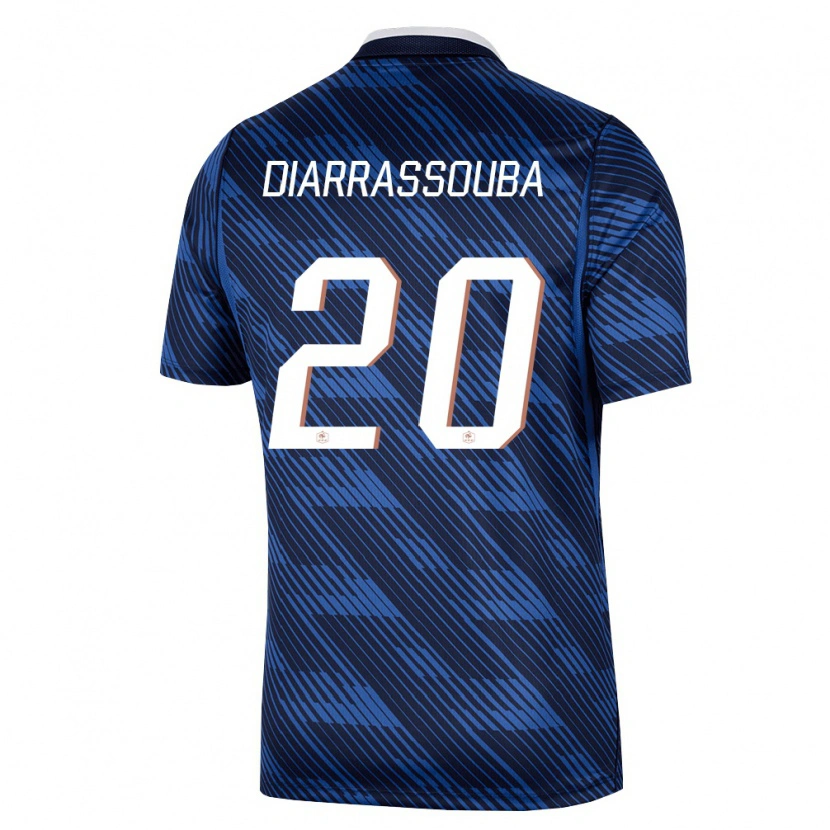Danxen Barn Frankrike Tidiane Diarrassouba #20 Marin Blå Vit Hemmatröja Matchtröjor 26-28 Tröjor T-Tröja